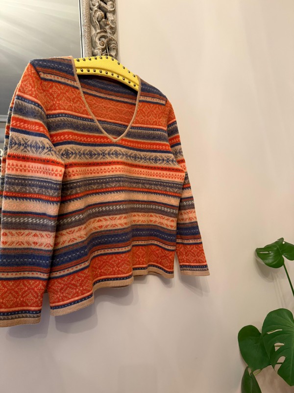 Vintage Kaşmir Çok Renkli Kazak