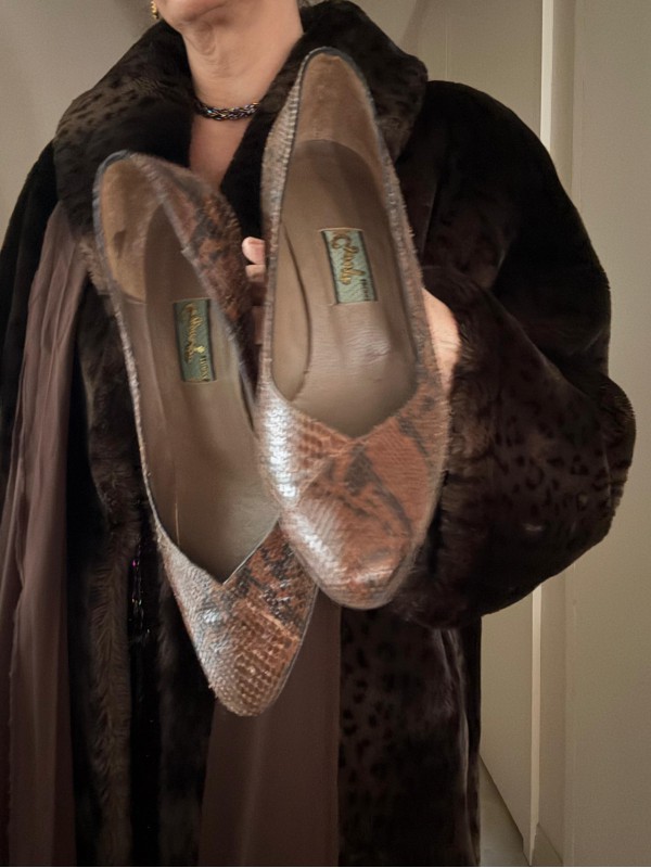 Goya Vintage Kahverengi Yılan Derisi Ayakkabı