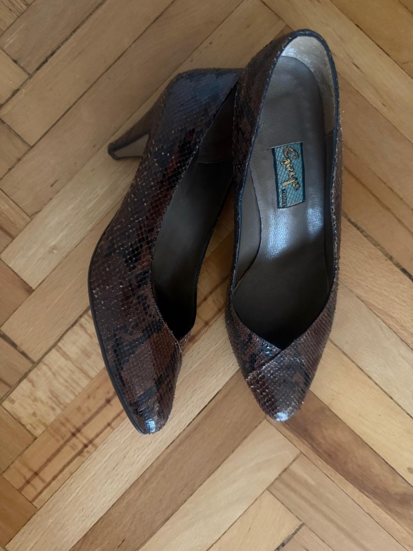 Goya Vintage Kahverengi Yılan Derisi Ayakkabı