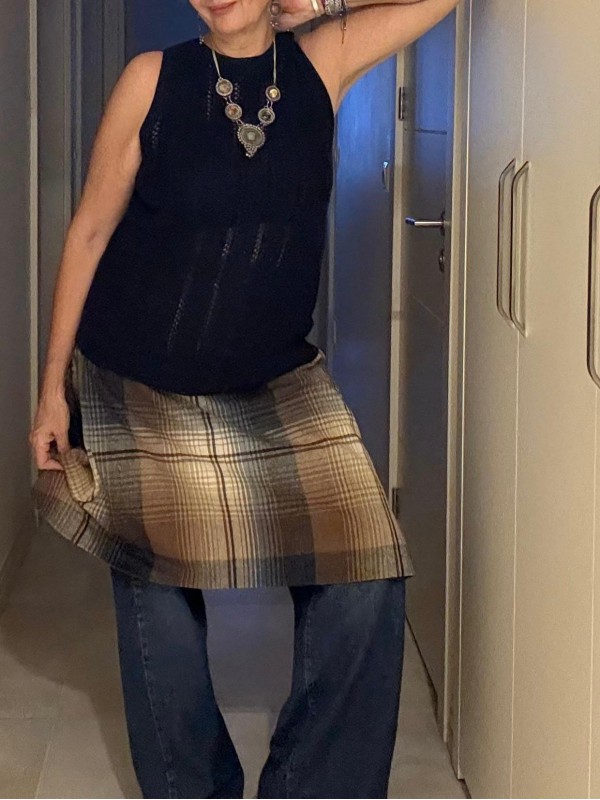 Vintage Ekose Made in Germany Çan Etek 