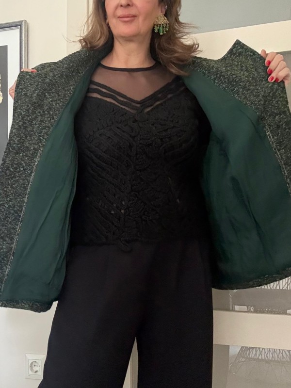 Vintage Haki Bürümcük Blazer