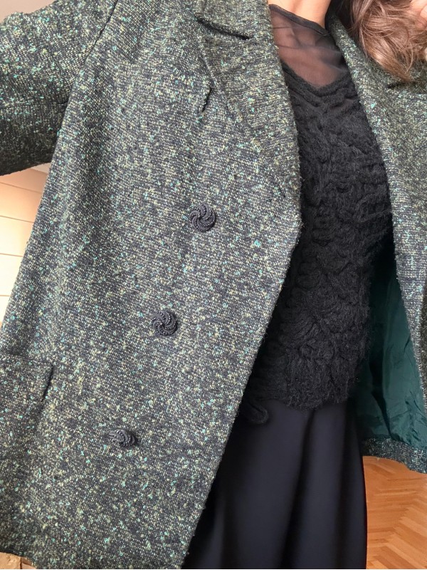 Vintage Haki Bürümcük Blazer