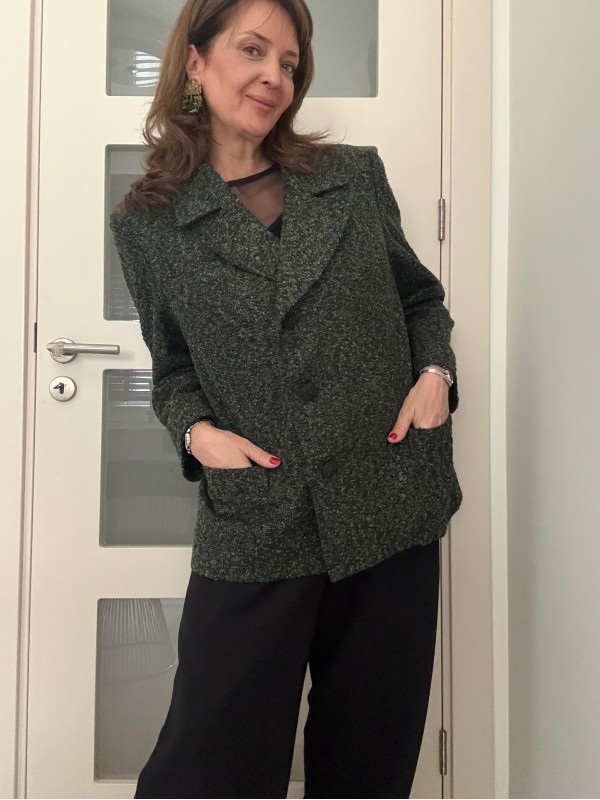 Vintage Haki Bürümcük Blazer