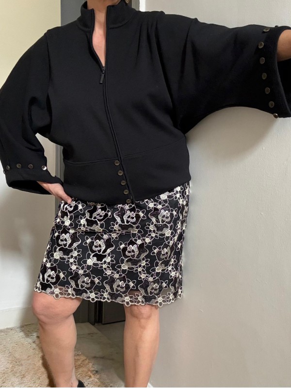 Vintage Siyah Güpür Dantel Kalem Etek