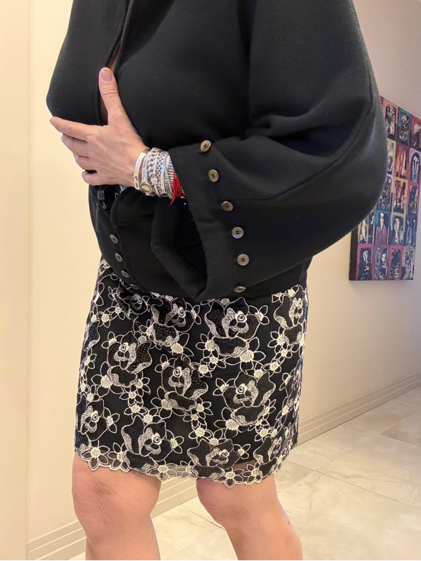 Vintage Siyah Çelik Örme Kazak / Mont 