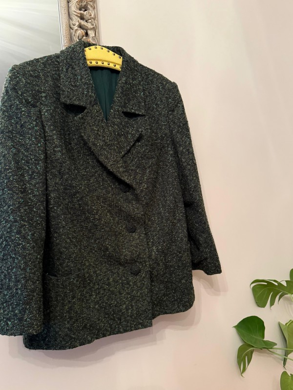 Vintage Haki Bürümcük Blazer