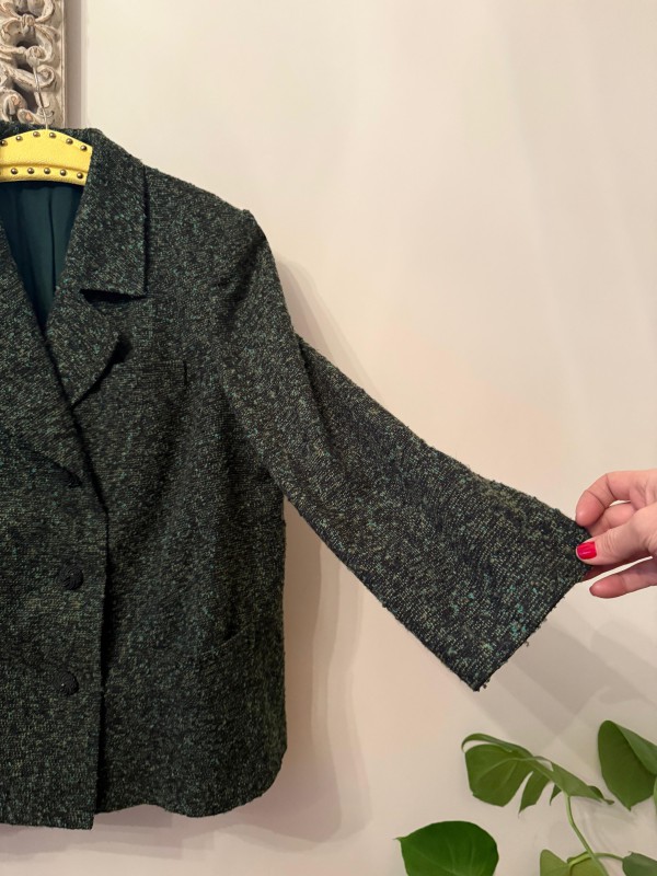 Vintage Haki Bürümcük Blazer