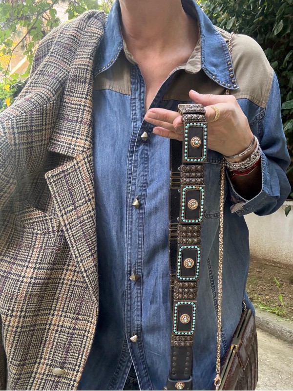 Vintage Çift düğmeli Ekose Ceket