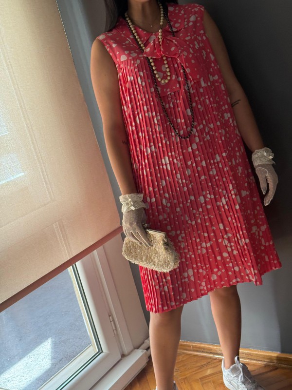 Vintage Made in Germany Full Piliseli Elbise 