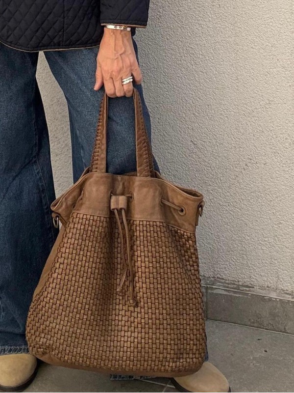 Massimo Dutti Örgü Deri Çanta 