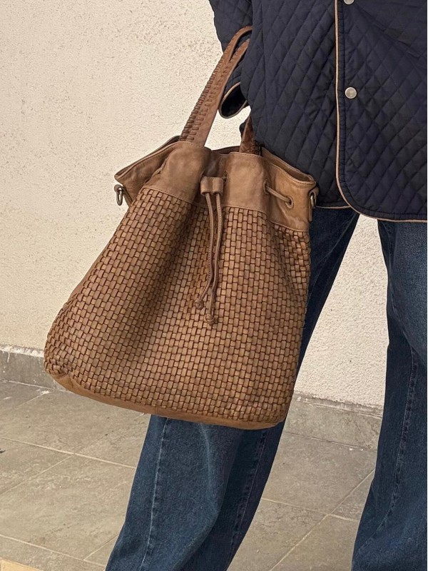 Massimo Dutti Örgü Deri Çanta 