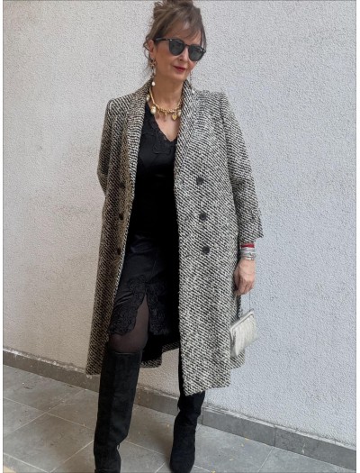 Vintage Balıksırtı Yün Palto