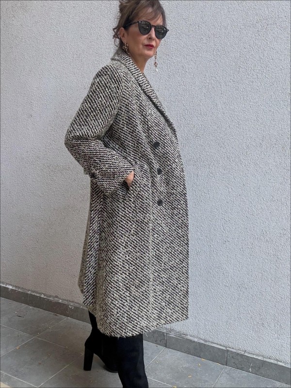 Vintage Balıksırtı Yün Palto