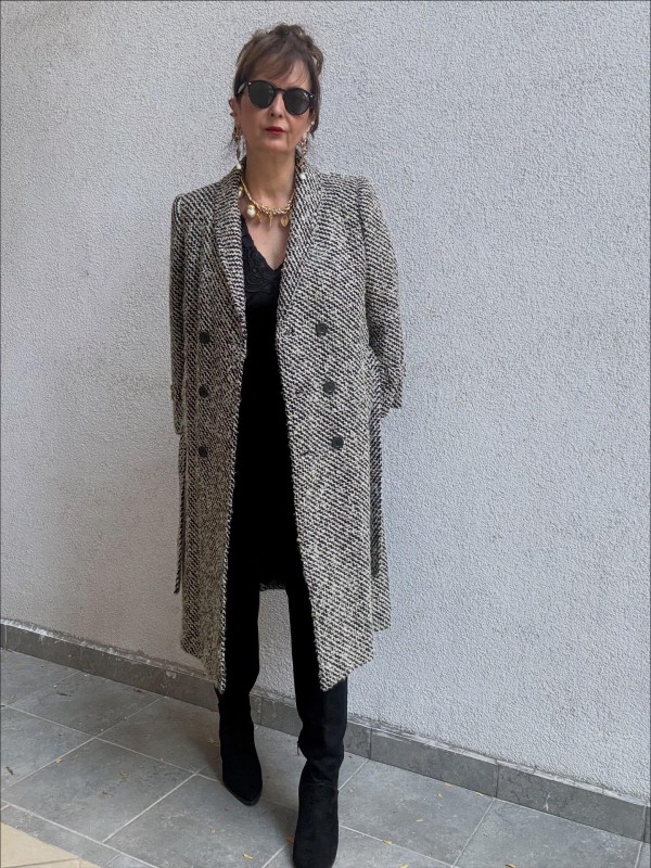 Vintage Balıksırtı Yün Palto