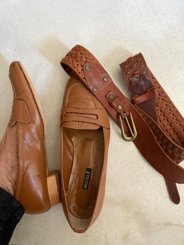 Vintage Made in Italy Taba Loafer Ayakkabı 