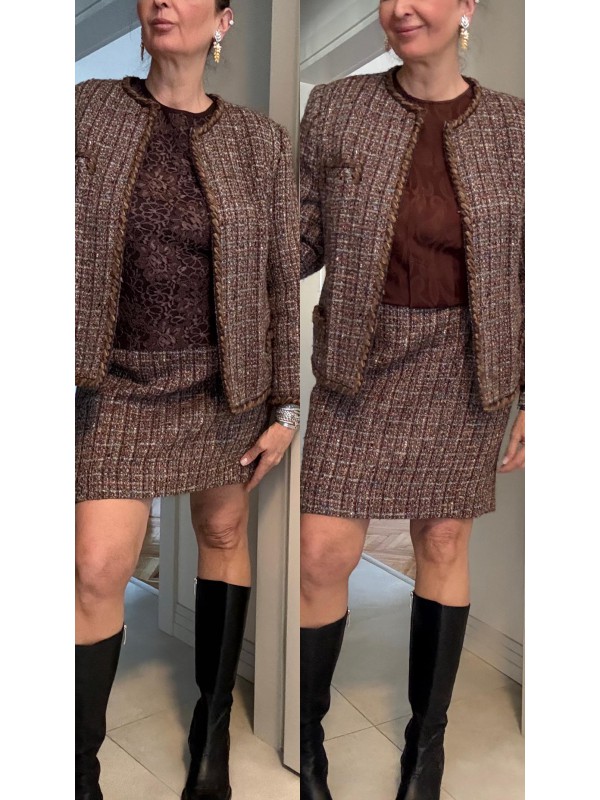 Vintage özel dikim kahverengi  tüvit takım