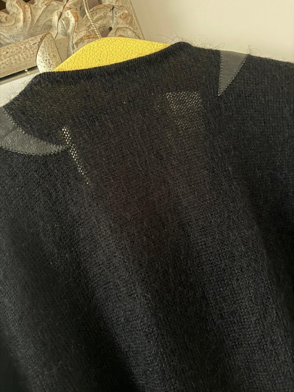 Vintage Deri Detaylı Mohair Kazak