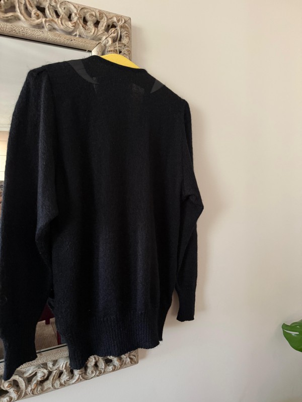 Vintage Deri Detaylı Mohair Kazak