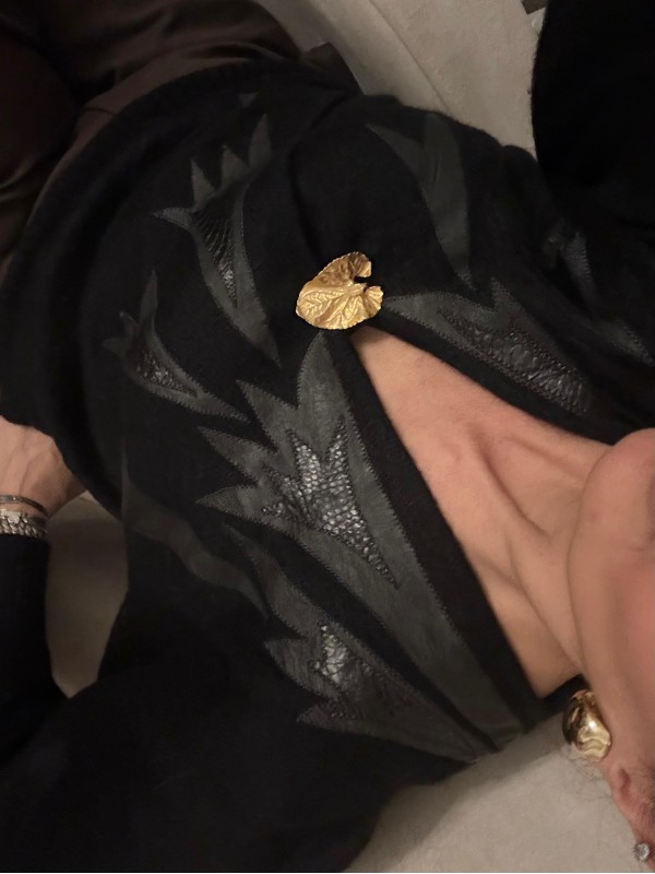 Vintage Deri Detaylı Mohair Kazak