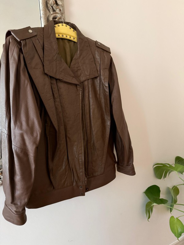 Vintage Kahverengi Deri Ceket / Mont 