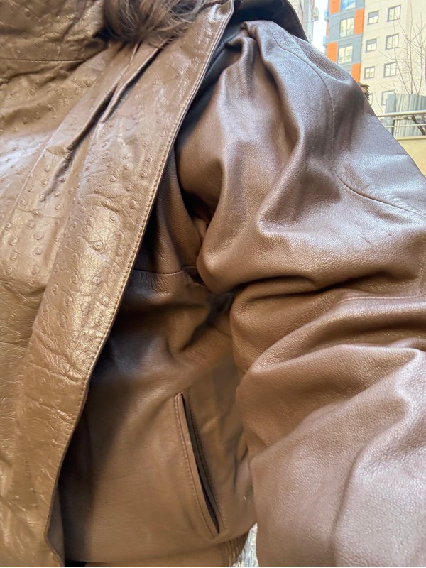 Vintage Kahverengi Deri Ceket / Mont 