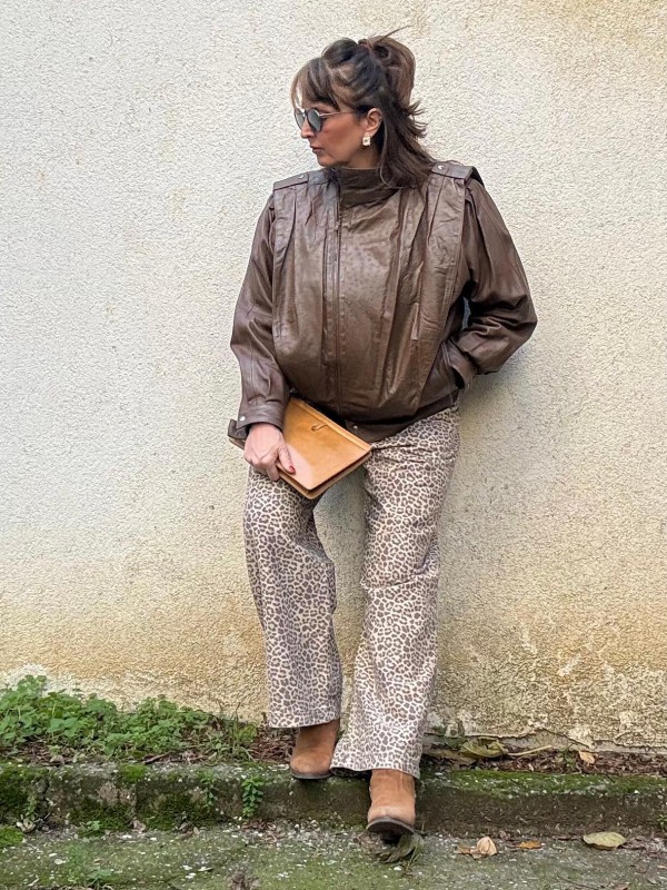 Vintage Kahverengi Deri Ceket / Mont 