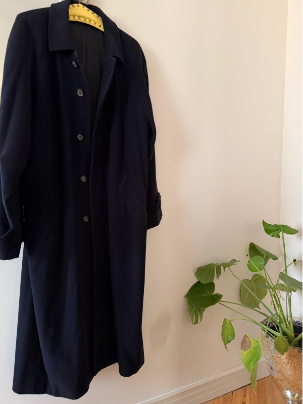 Vintage Rene Lezard  Lacivert Yün&Kaşmir Palto 