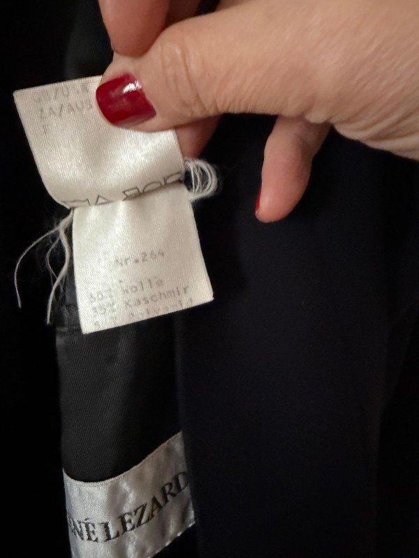 Vintage Rene Lezard  Lacivert Yün&Kaşmir Palto 