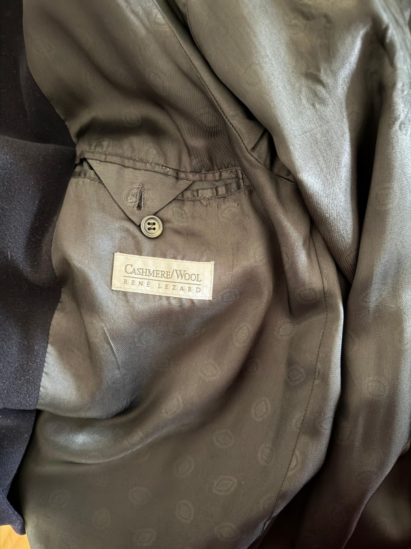 Vintage Rene Lezard  Lacivert Yün&Kaşmir Palto 