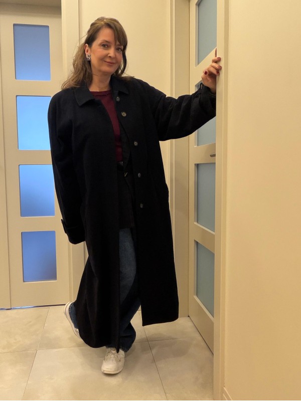 Vintage Rene Lezard  Lacivert Yün&Kaşmir Palto 