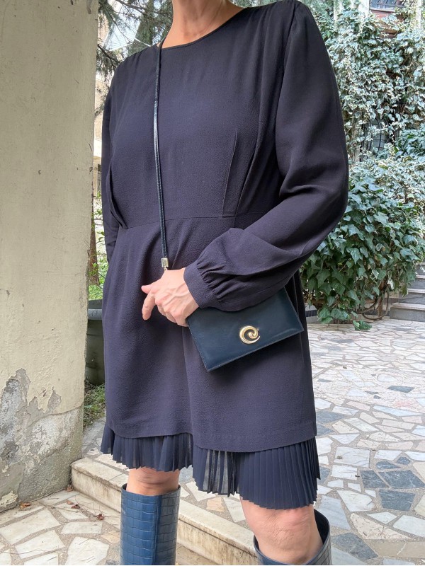 Michael Kors Lacivert Pilili Elbise 