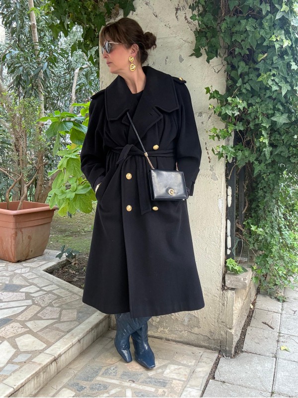 Vintage Gil Bret Lacivert Palto