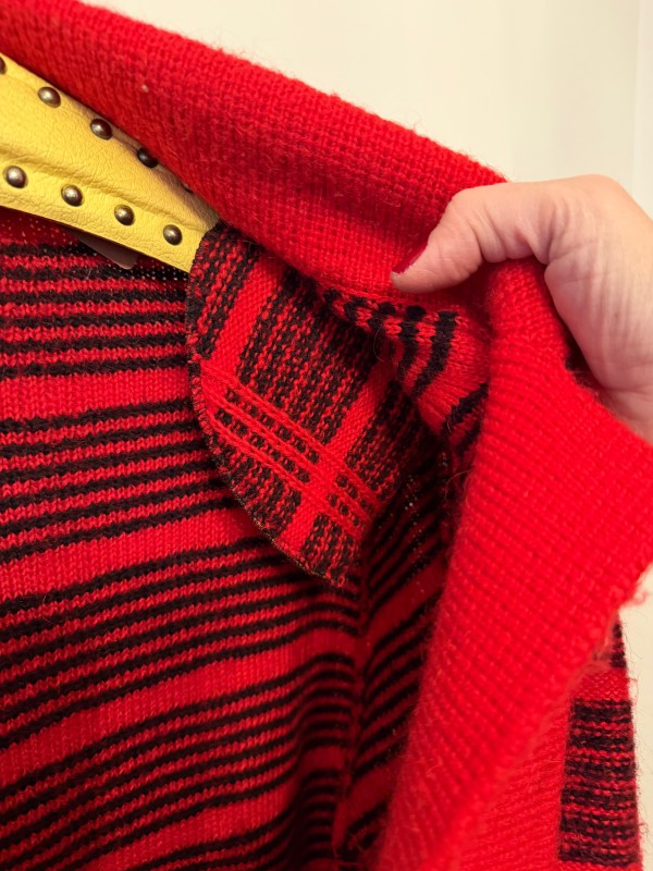 Vintage Kırmızı-Siyah Ekose Oversize Hırka 