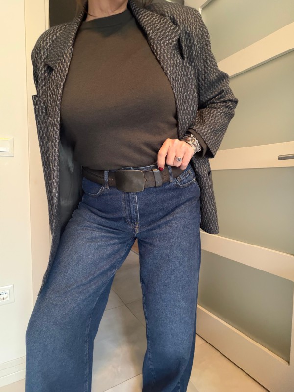 Vintage Taba & Gri Kalın Kemerler 