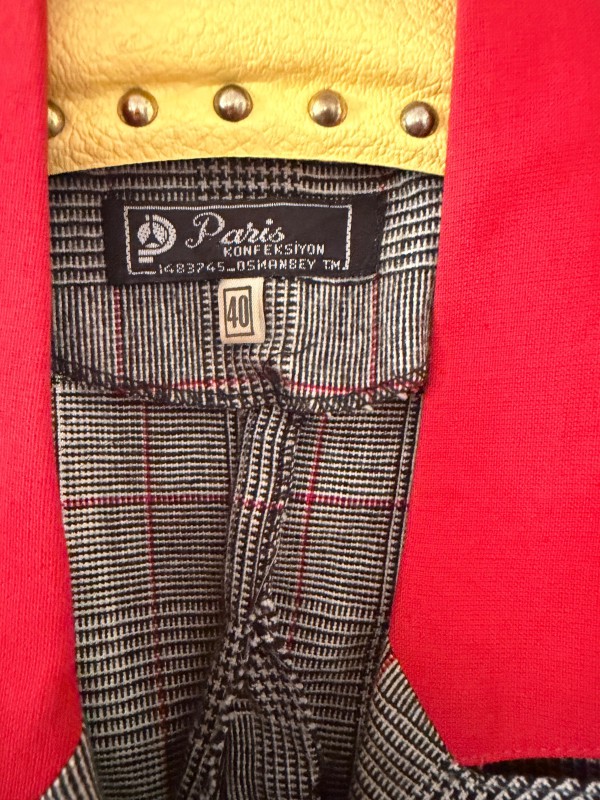 Vintage Gri-Kırmızı Ekose Ceket Elbise 