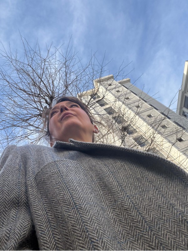 Vintage Gri Balıksırtı Kruvaze Blazer 