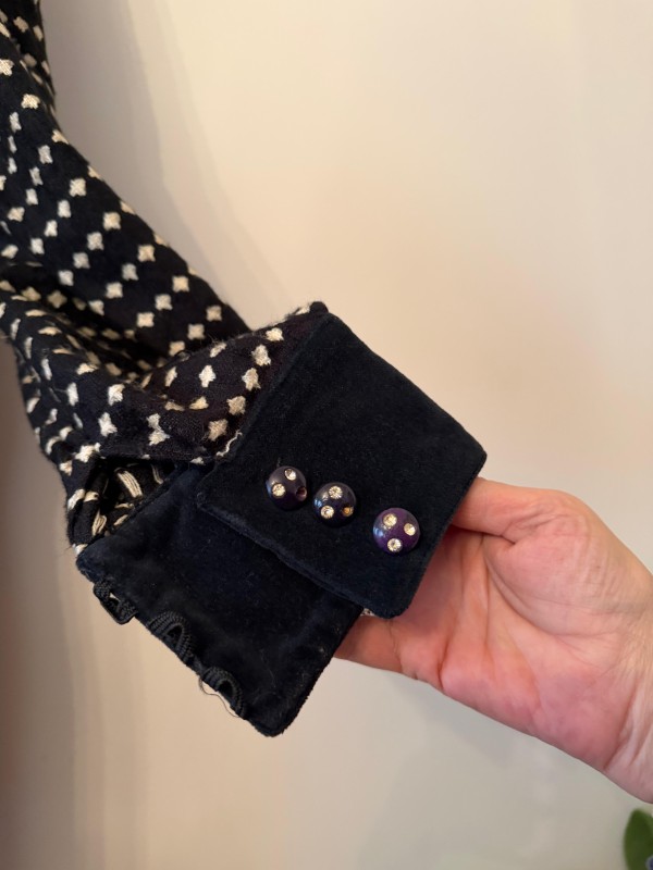 Vintage Kadife Detaylı Yün Elbise