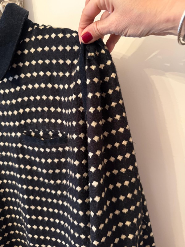 Vintage Kadife Detaylı Yün Elbise