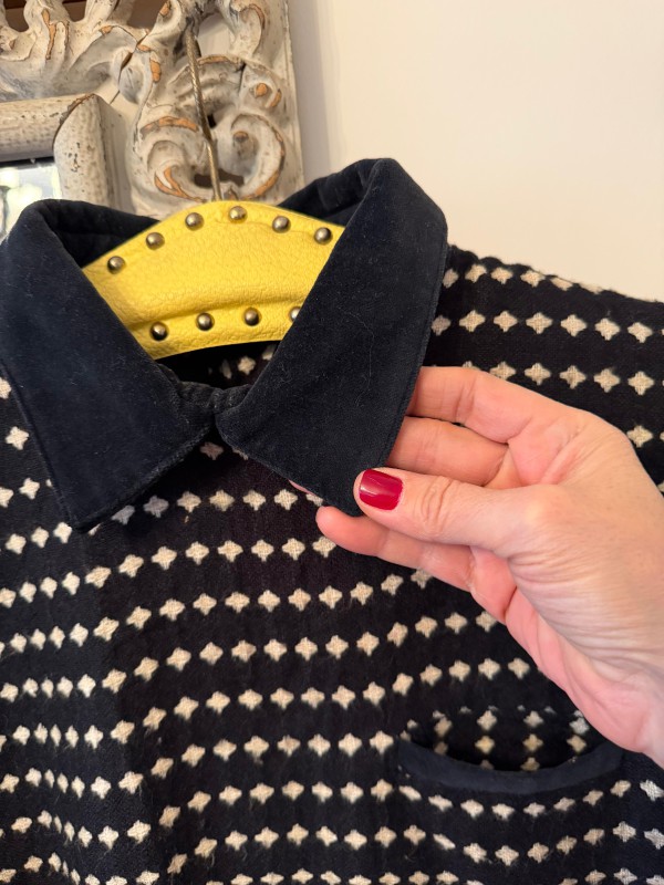 Vintage Kadife Detaylı Yün Elbise