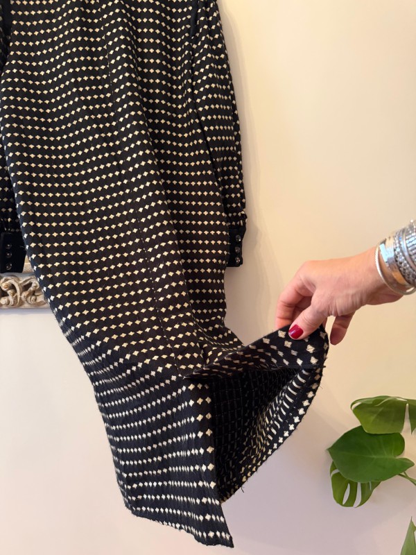 Vintage Kadife Detaylı Yün Elbise