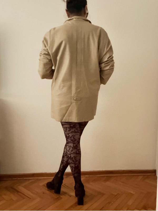 Vintage 80s Made in Germany  Bej_Sarı Deri Ceket 