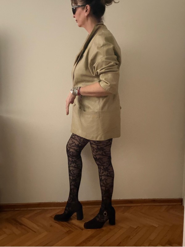 Vintage 80s Made in Germany  Bej_Sarı Deri Ceket 