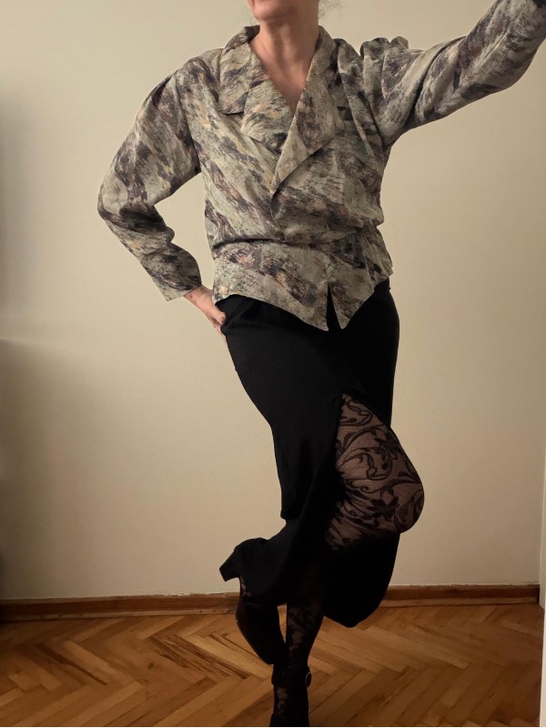 Vintage 80s Soyut Desenli Gömlek/ Bluz