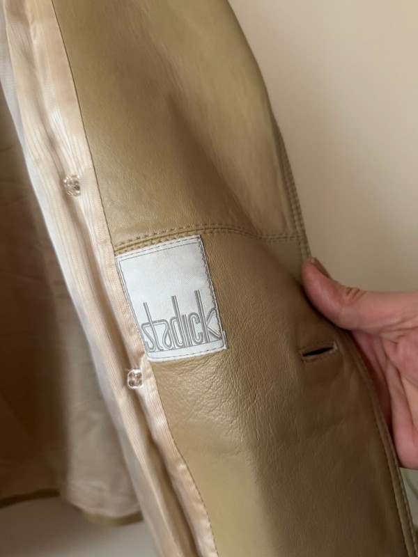 Vintage 80s Made in Germany  Bej_Sarı Deri Ceket 