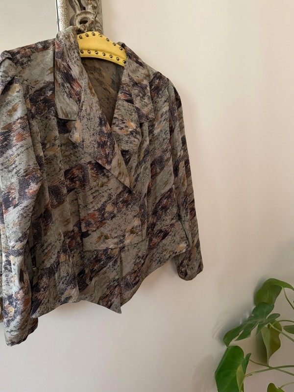 Vintage 80s Soyut Desenli Gömlek/ Bluz