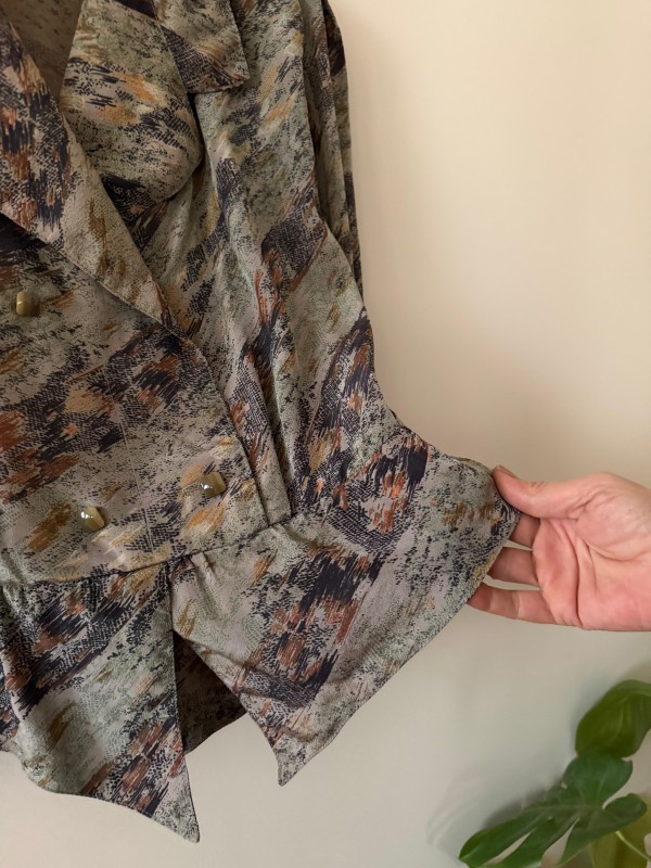 Vintage 80s Soyut Desenli Gömlek/ Bluz