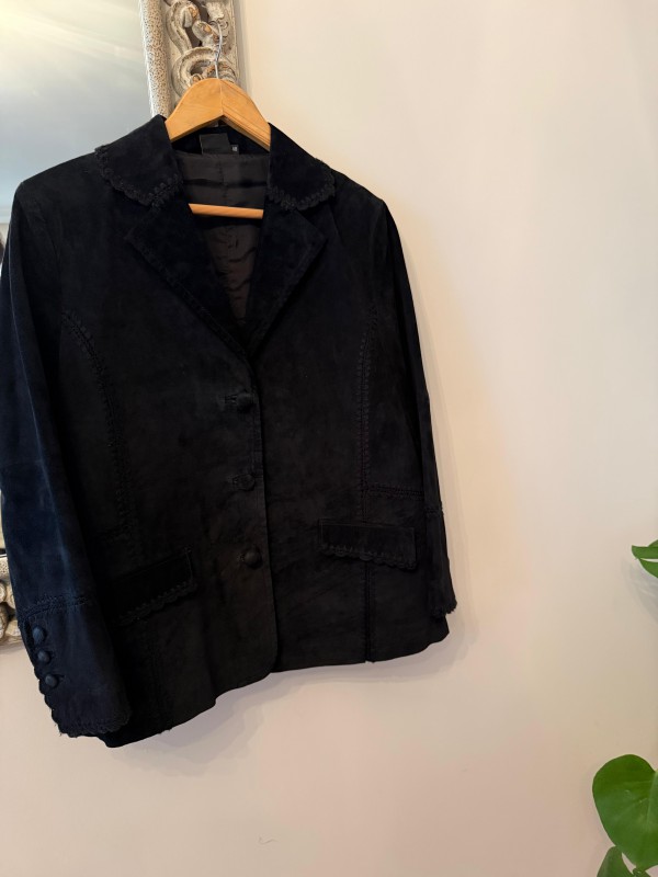 Vintage Siyah Süet Blazer 