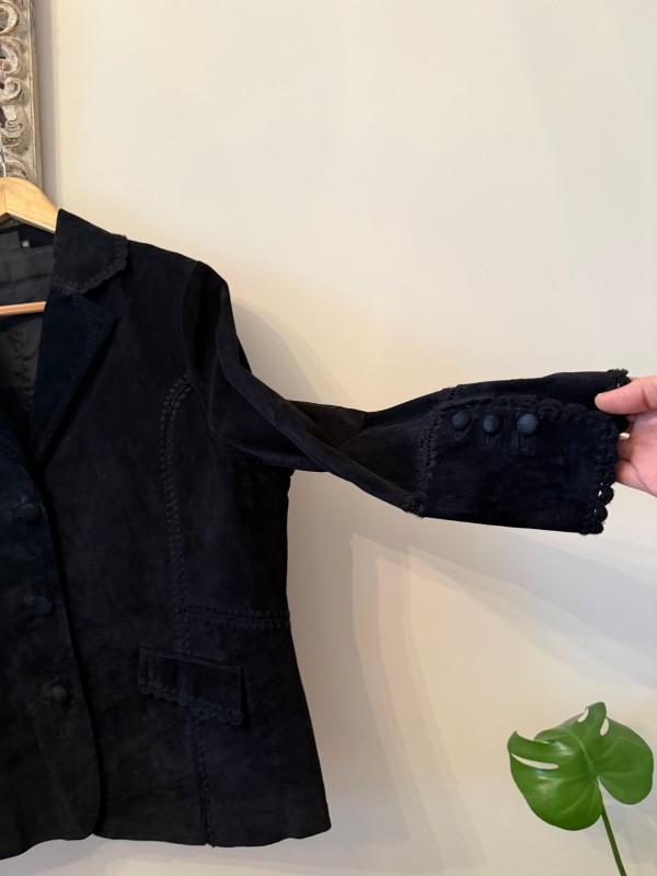 Vintage Siyah Süet Blazer 