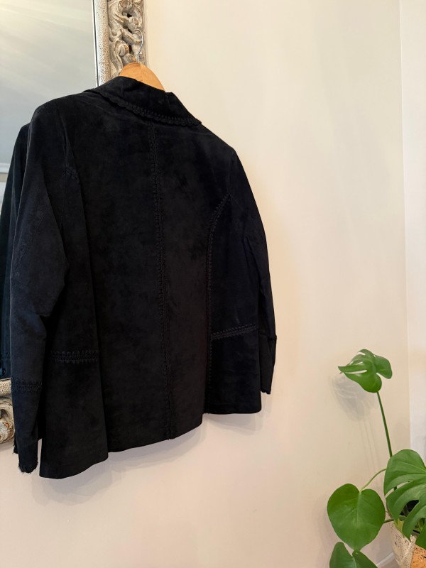 Vintage Siyah Süet Blazer 