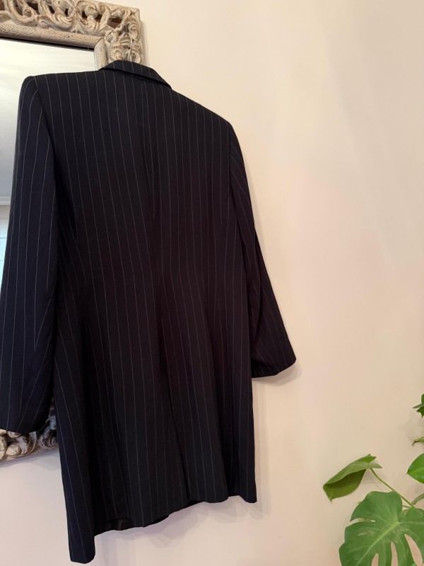 Vintage Çizgili Uzun Blazer 